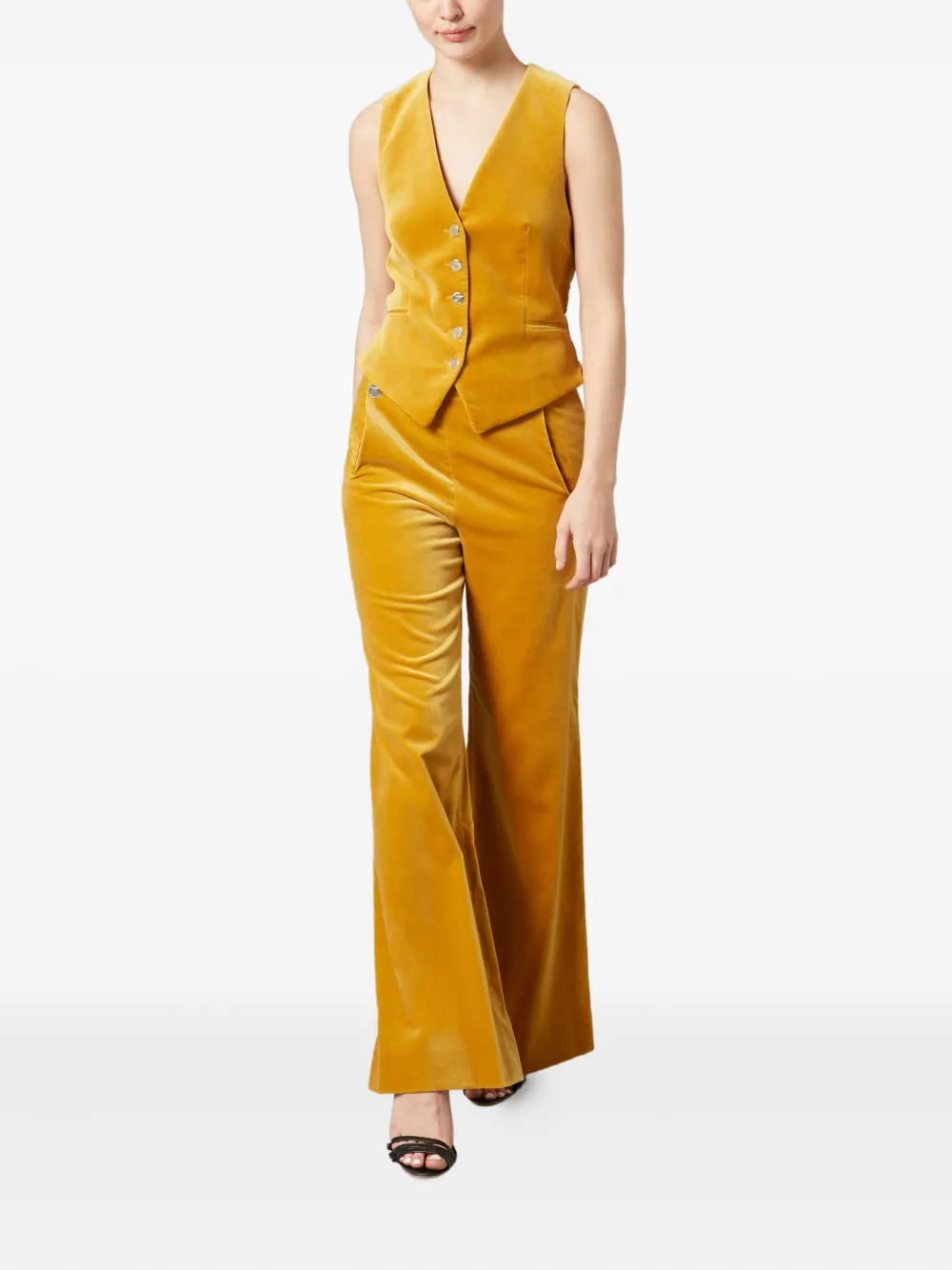 Temperley London Clove Velvet Flared Trousers In Brown