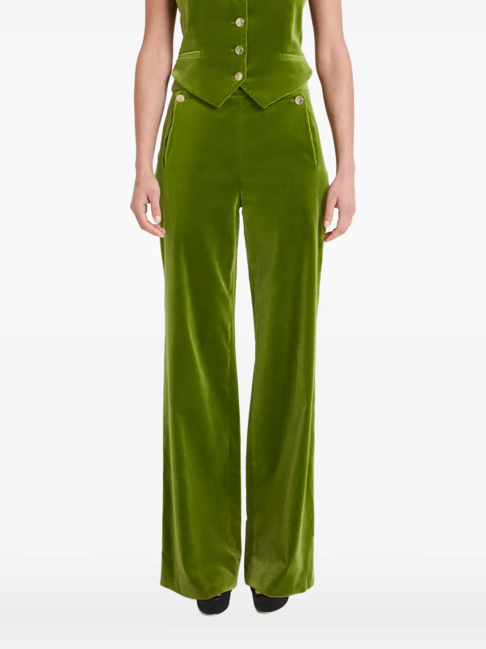 Temperley London Clove ベルベット パンツ - グリーン Temperley London Clove ベルベット パンツ - グリーン
