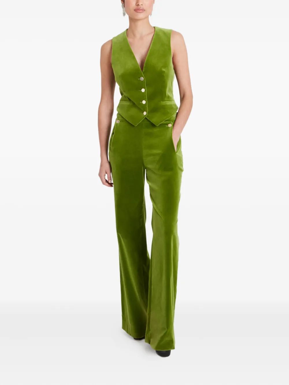 Temperley London Clove fluwelen broek - Groen