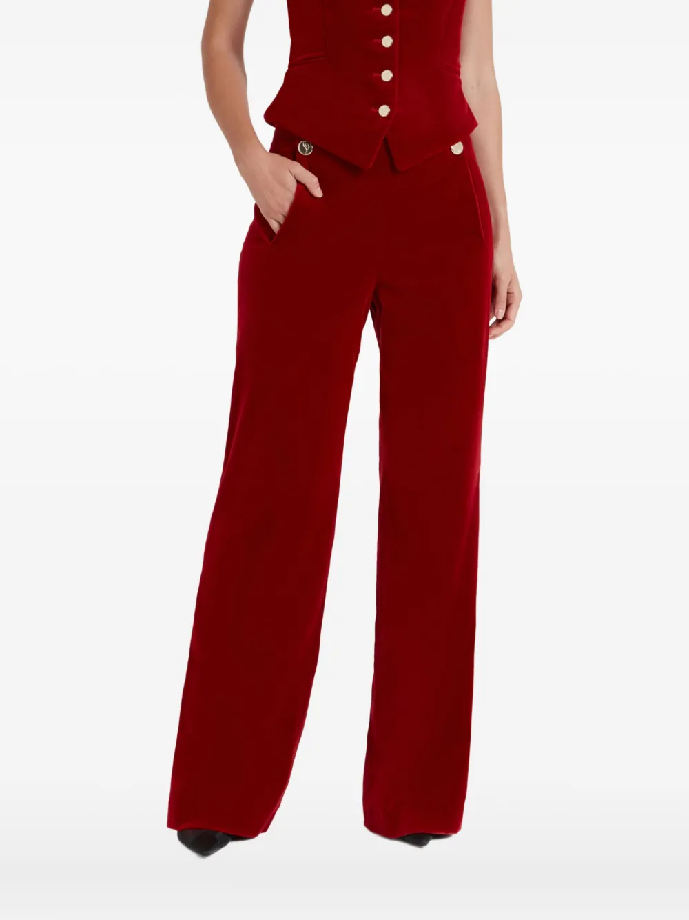 Temperley London Clove ベルベット パンツ - レッド Temperley London Clove ベルベット パンツ - レッド