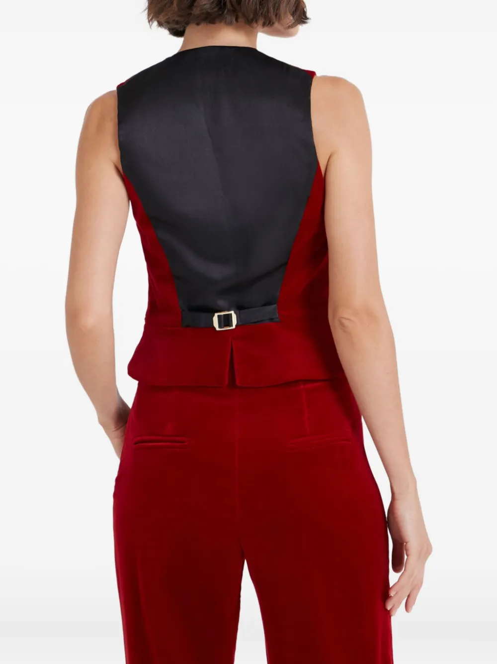 Temperley London Fluwelen gilet met knopen SCARLET