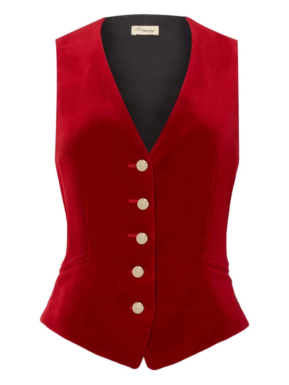 Temperley London velvet buttoned waistcoat - SCARLET Temperley London velvet buttoned waistcoat - SCARLET