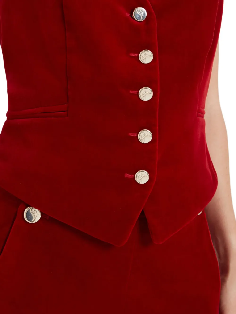 Temperley London Fluwelen gilet met knopen SCARLET