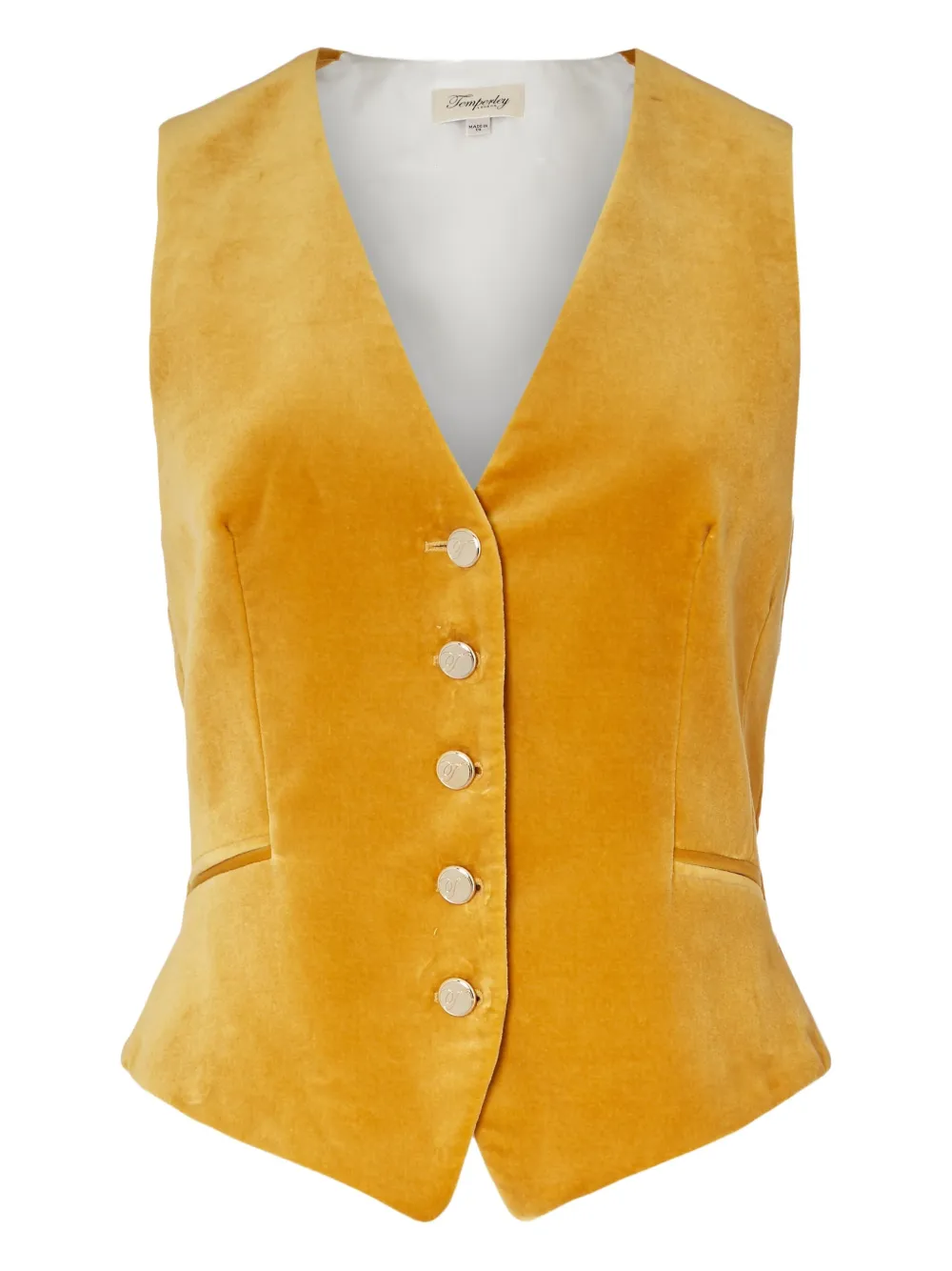 Temperley London Clove fluwelen gilet met knopen Geel
