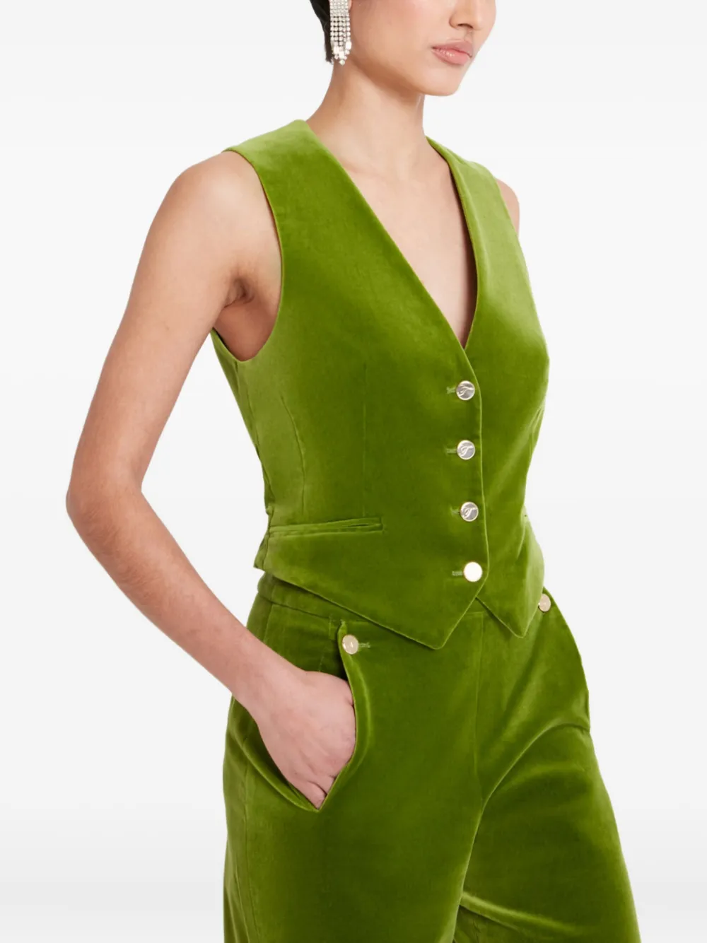 Temperley London Fluwelen gilet met knopen Groen