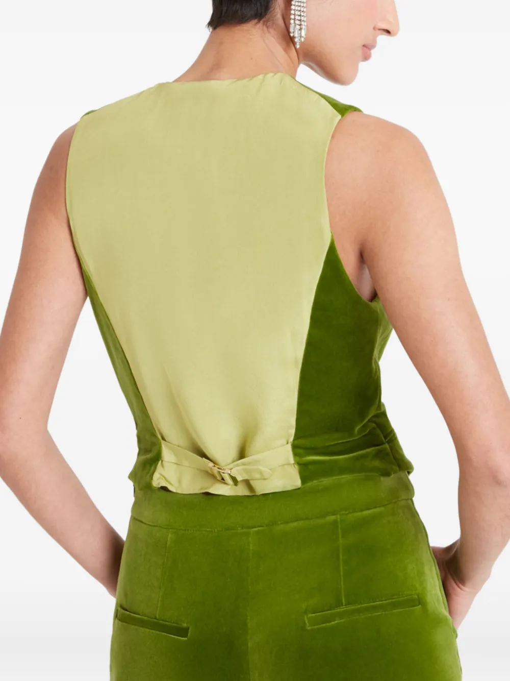 Temperley London Fluwelen gilet met knopen Groen