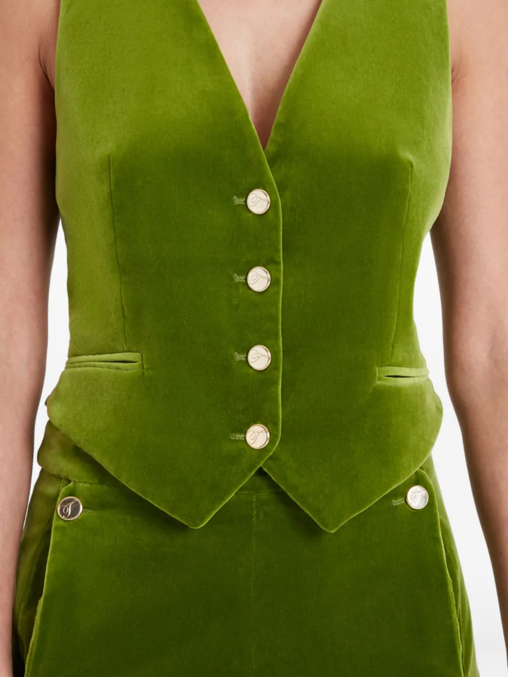 Temperley London Fluwelen gilet met knopen Groen