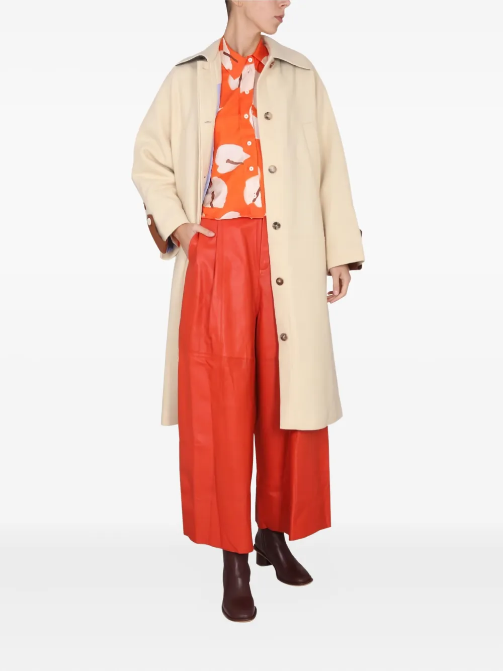 Alysi button-cuff wool-blend coat Beige