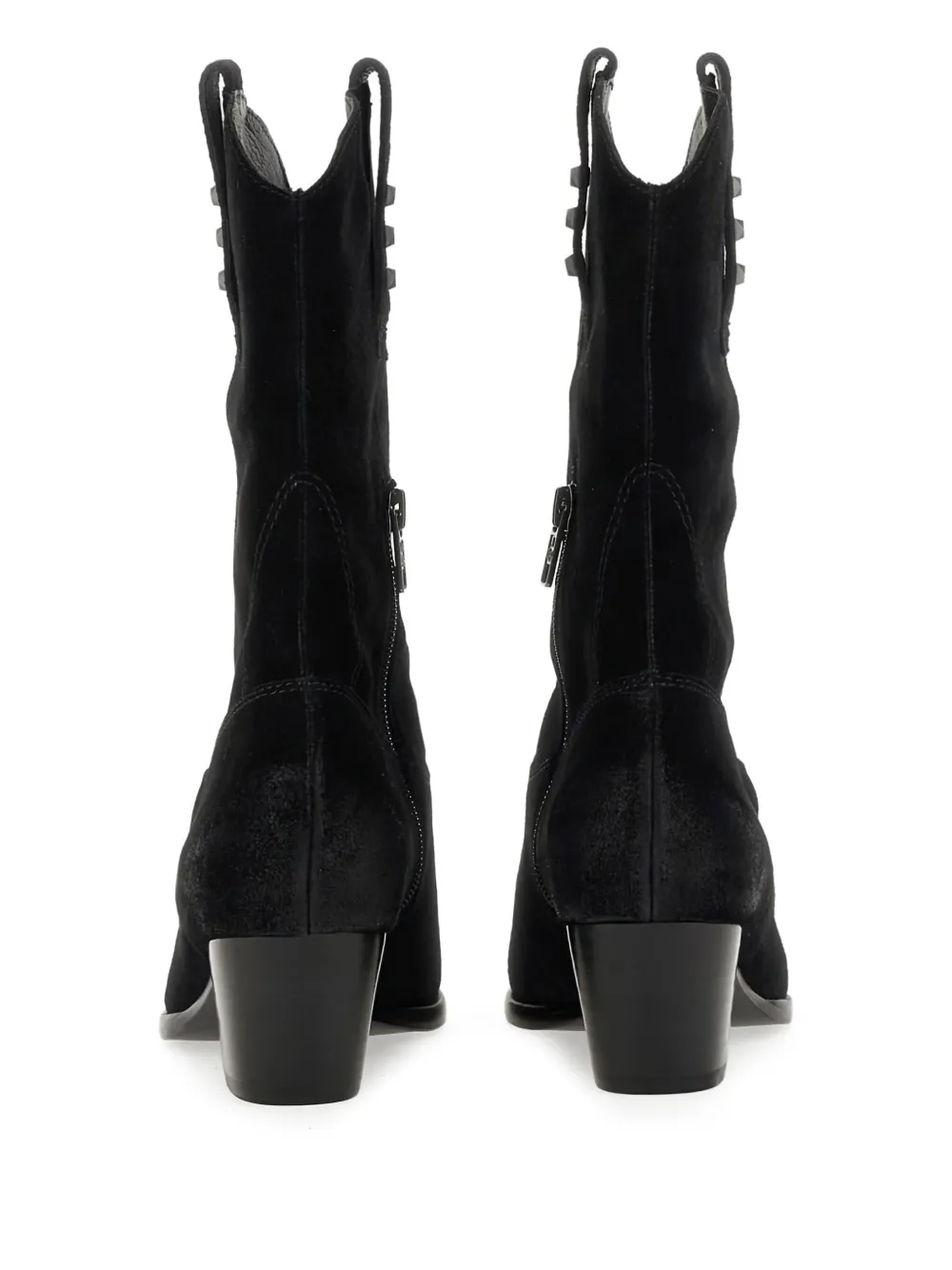 Ash suede studded ankle boots Black
