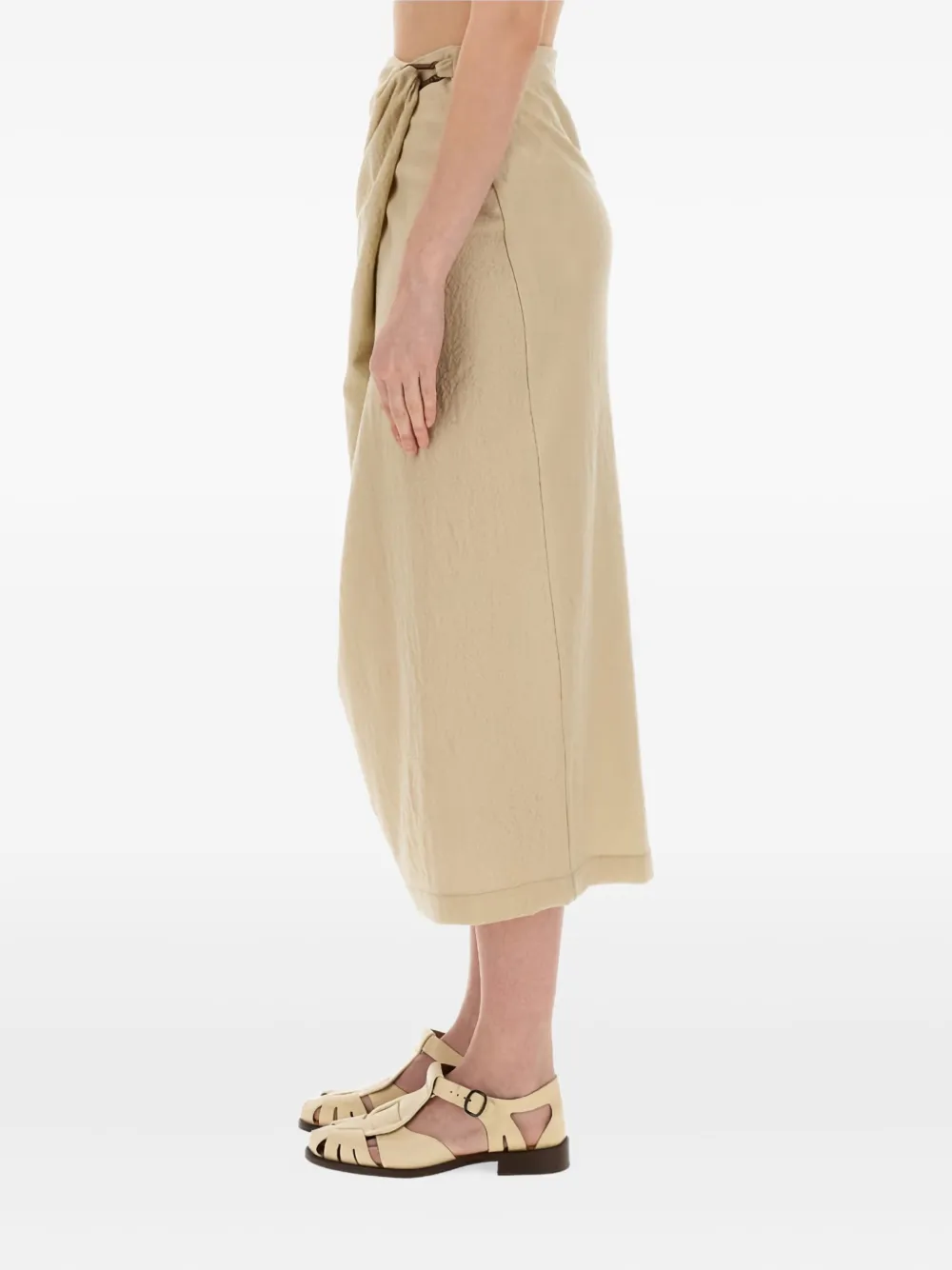 Alysi wrap-effect midi skirt Beige