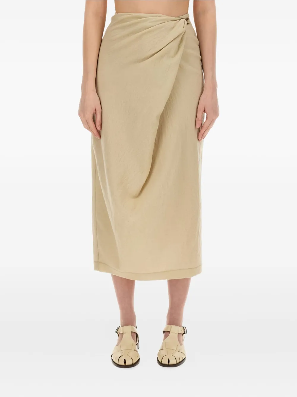 Alysi wrap-effect midi skirt Beige