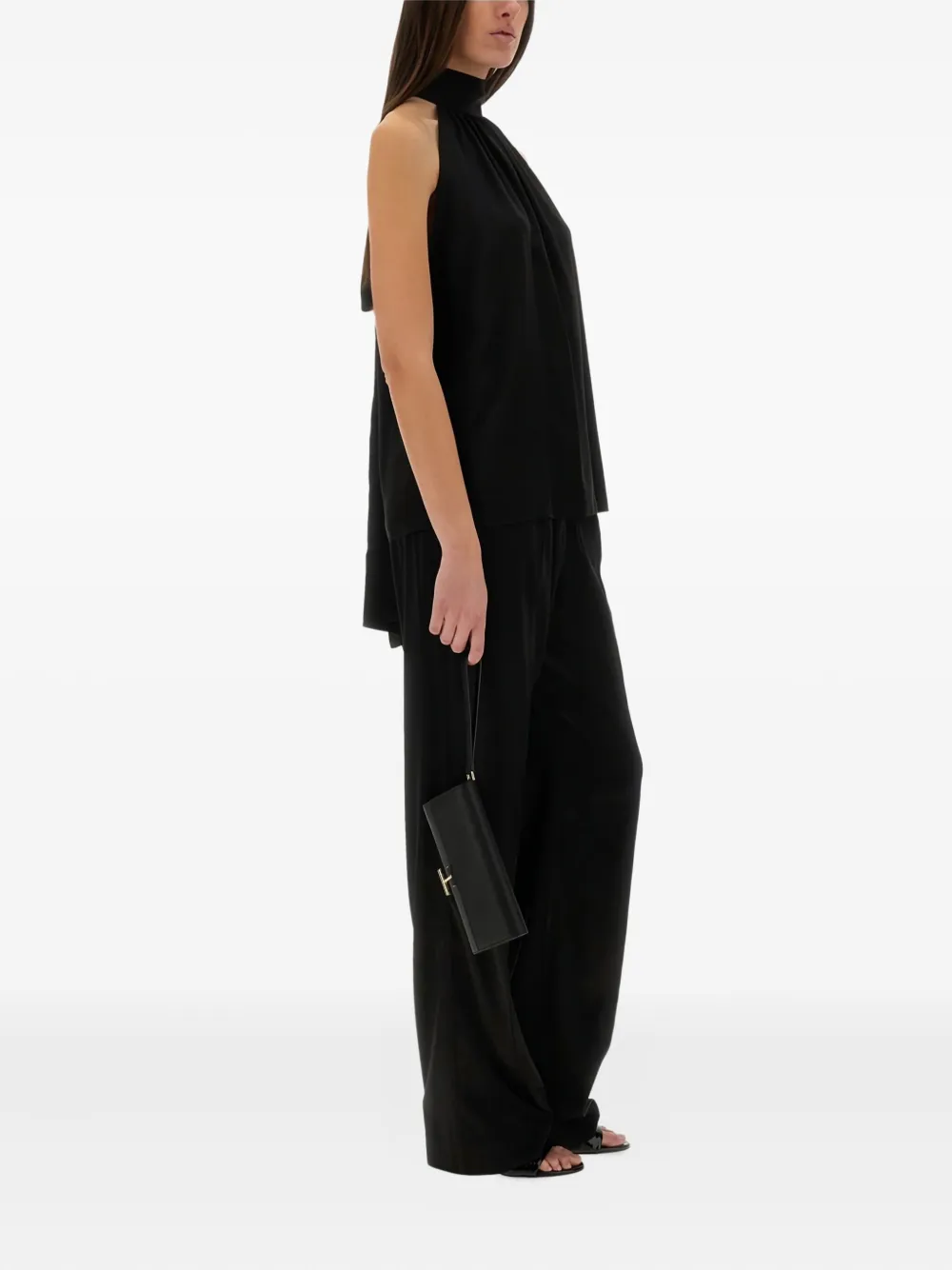 TOM FORD Blouse met hoge hals en halternek Zwart