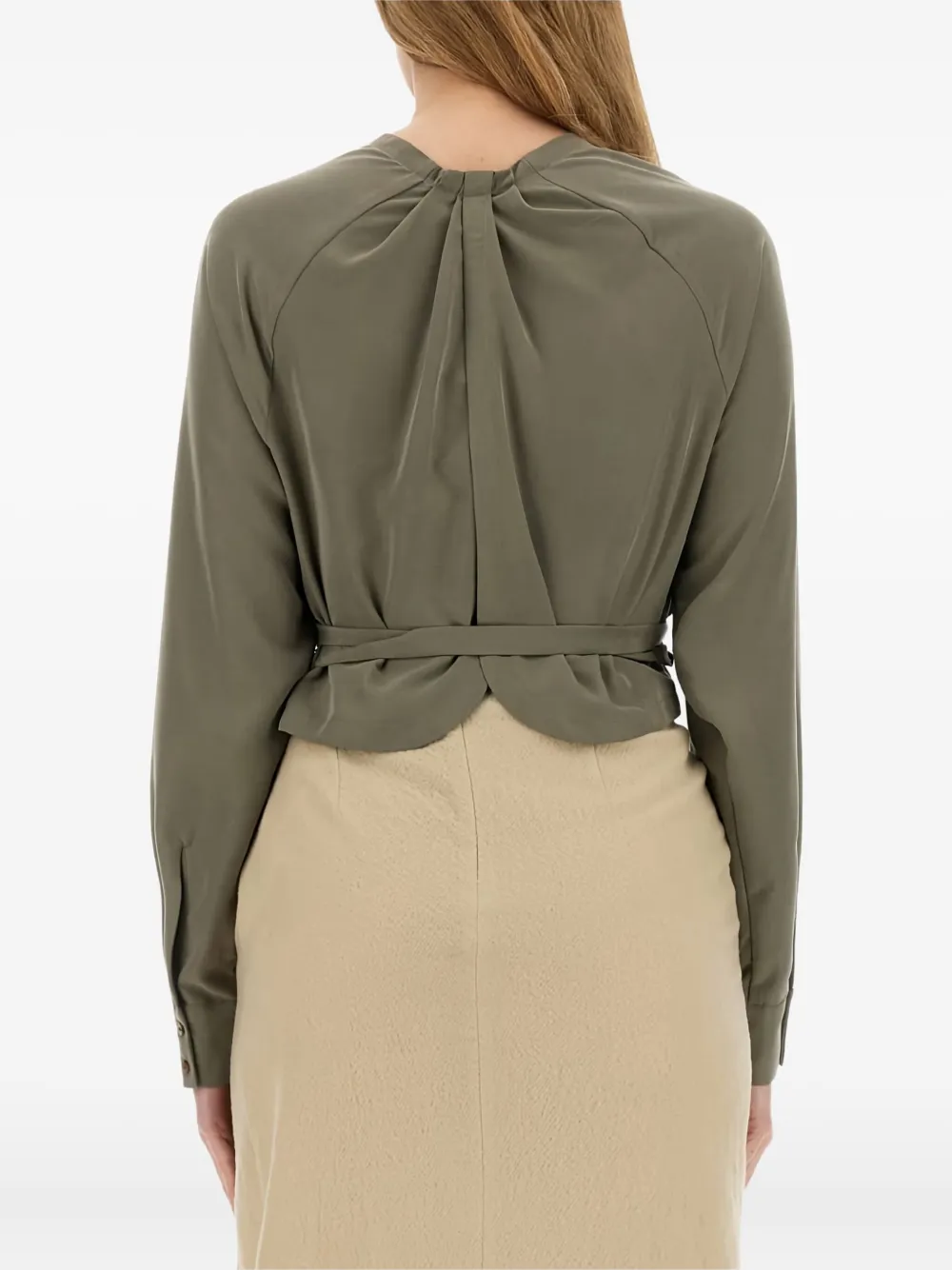 Alysi ruffle-detail wrap top Groen