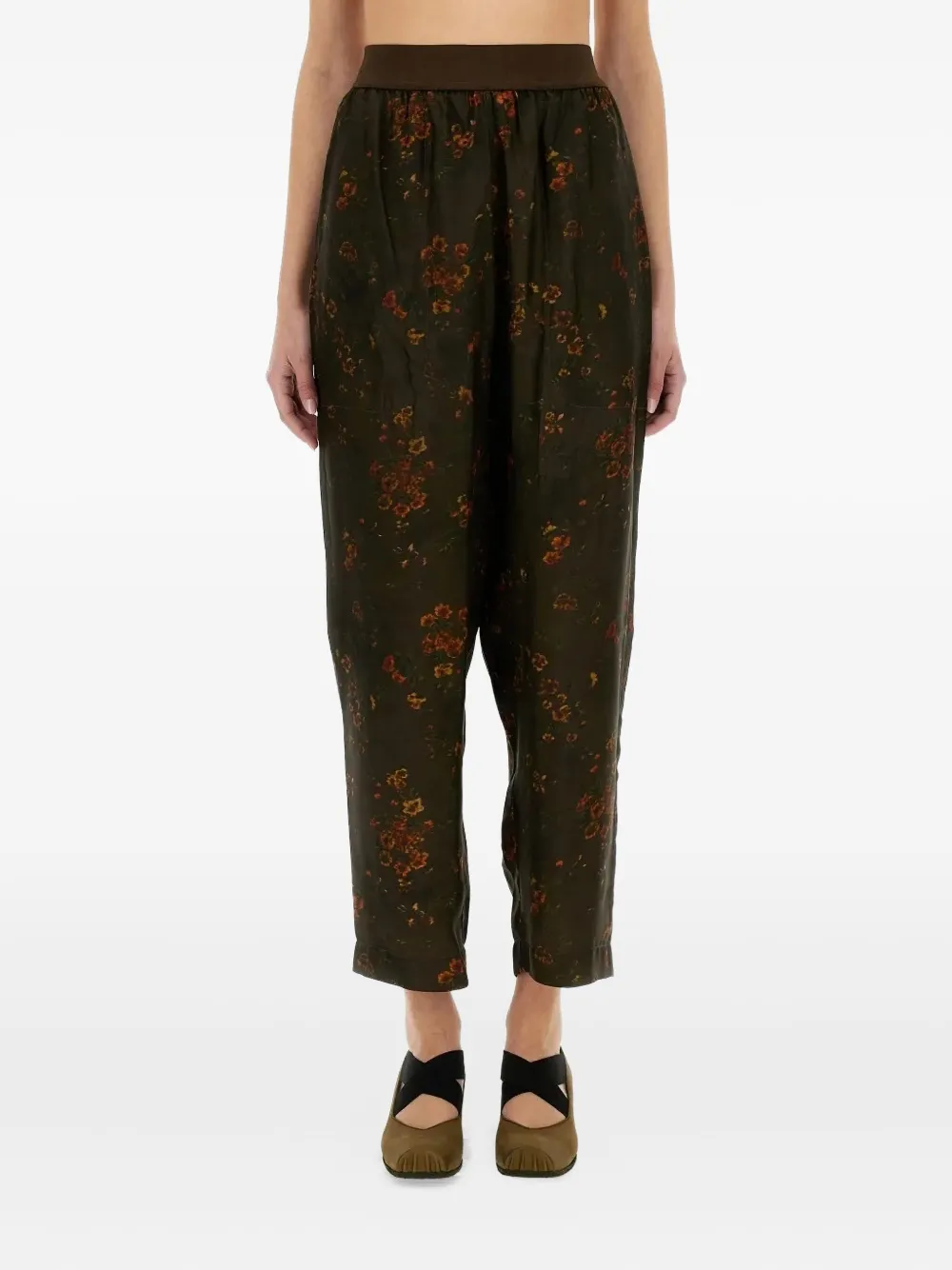Uma Wang floral-print elastic-waist trousers | Green | Image 1