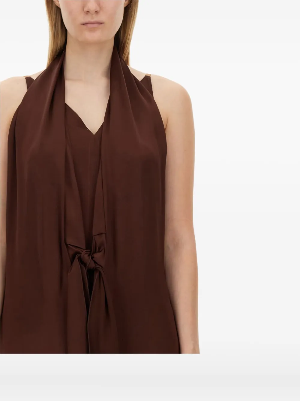 Alysi halter-neck tie-front maxi dress Bruin