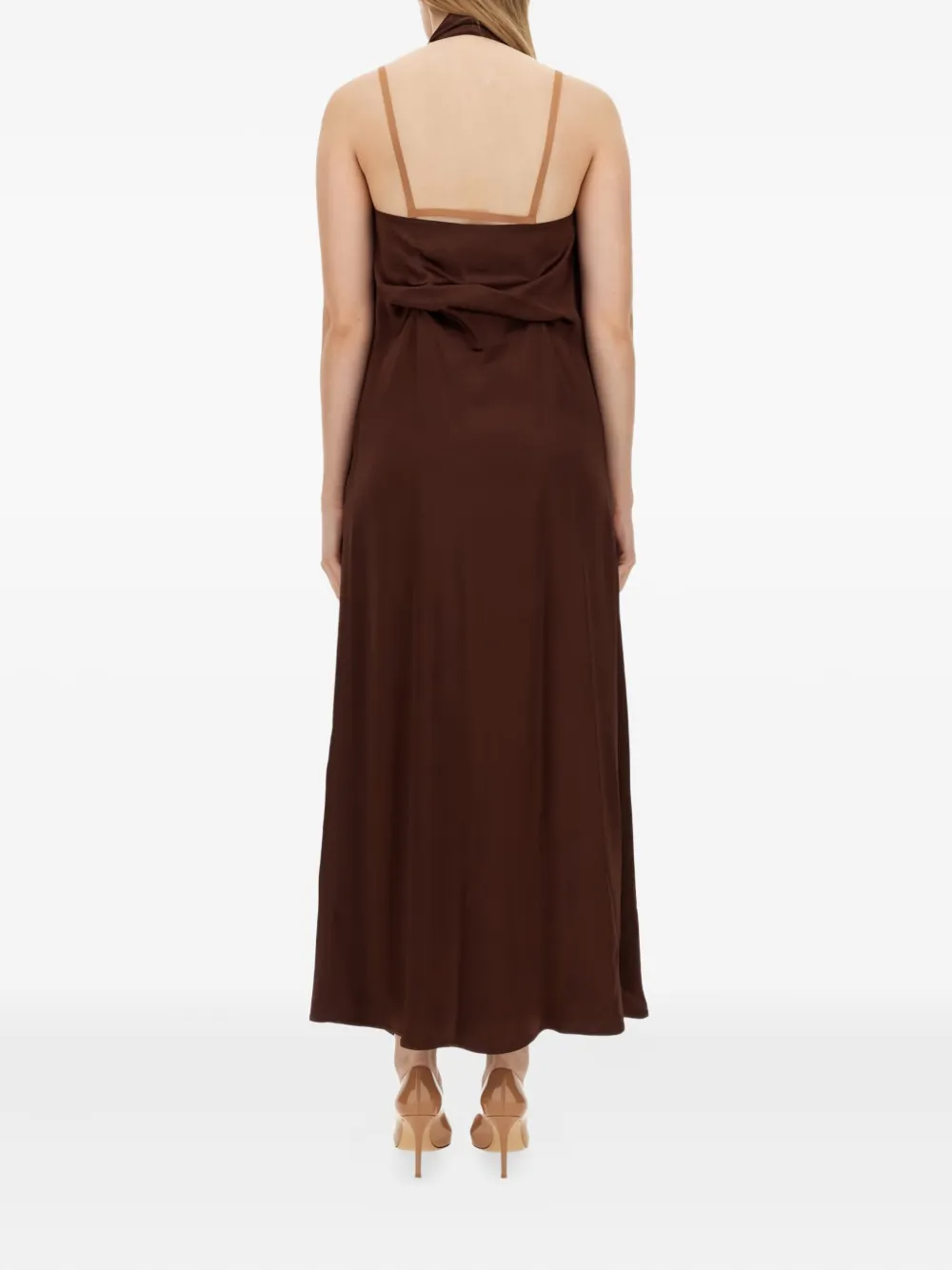 Alysi halter-neck tie-front maxi dress Bruin