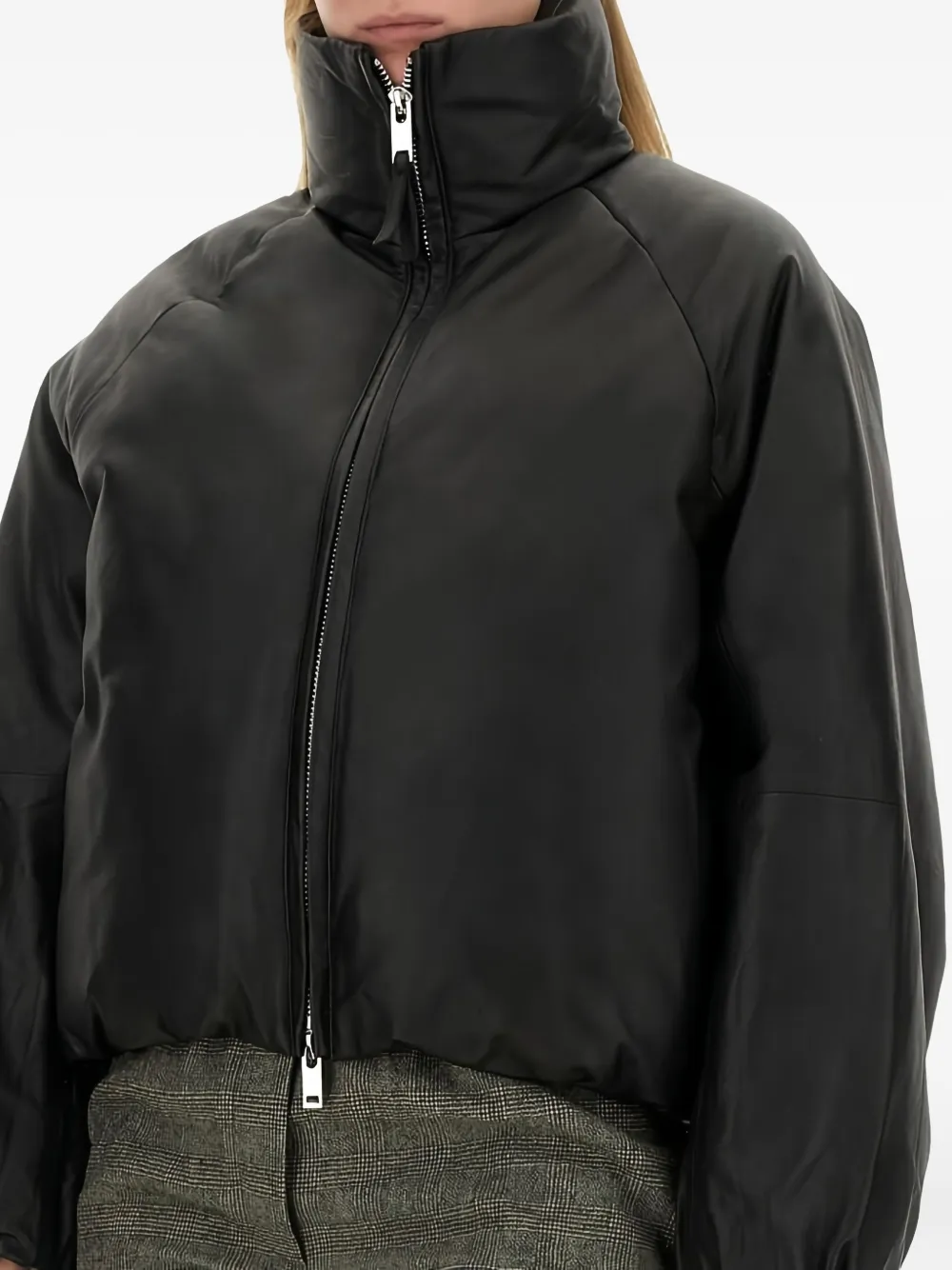 Alysi high-neck balloon-sleeve jacket Zwart