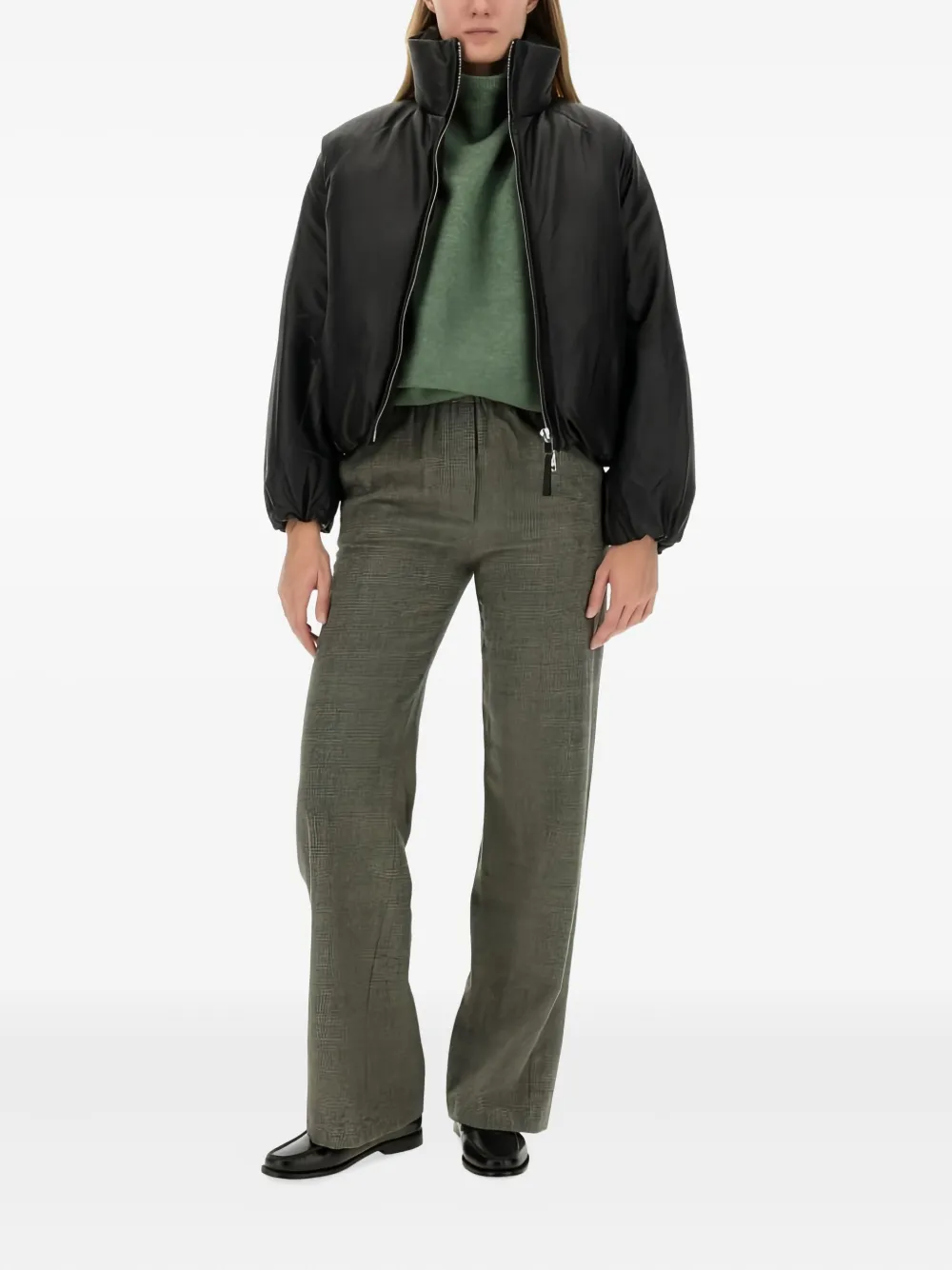 Alysi high-neck balloon-sleeve jacket Zwart