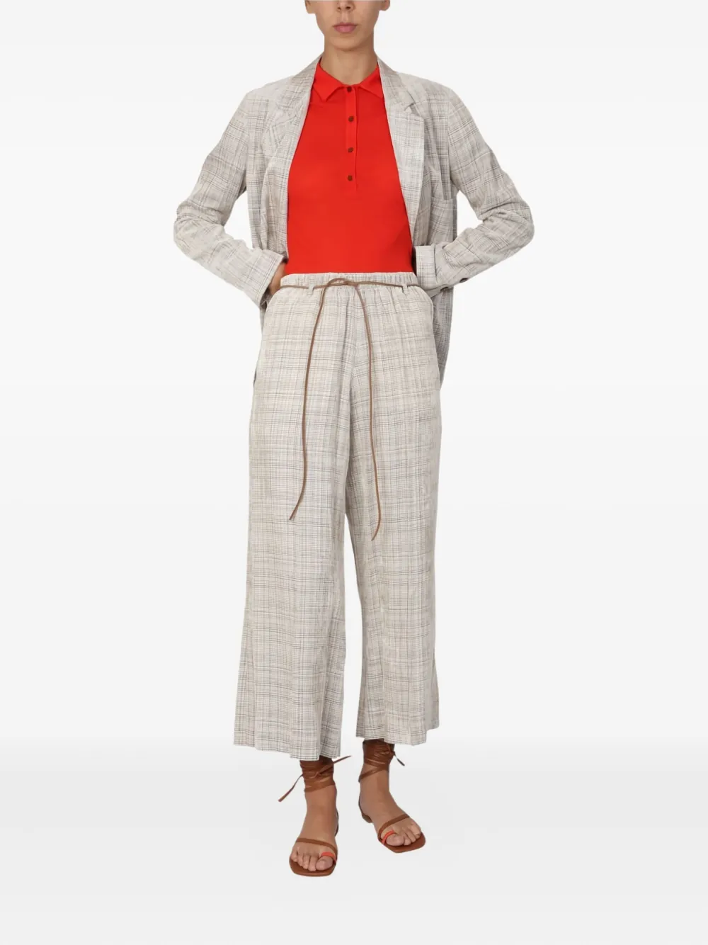 Alysi checked double-breasted jacket Beige