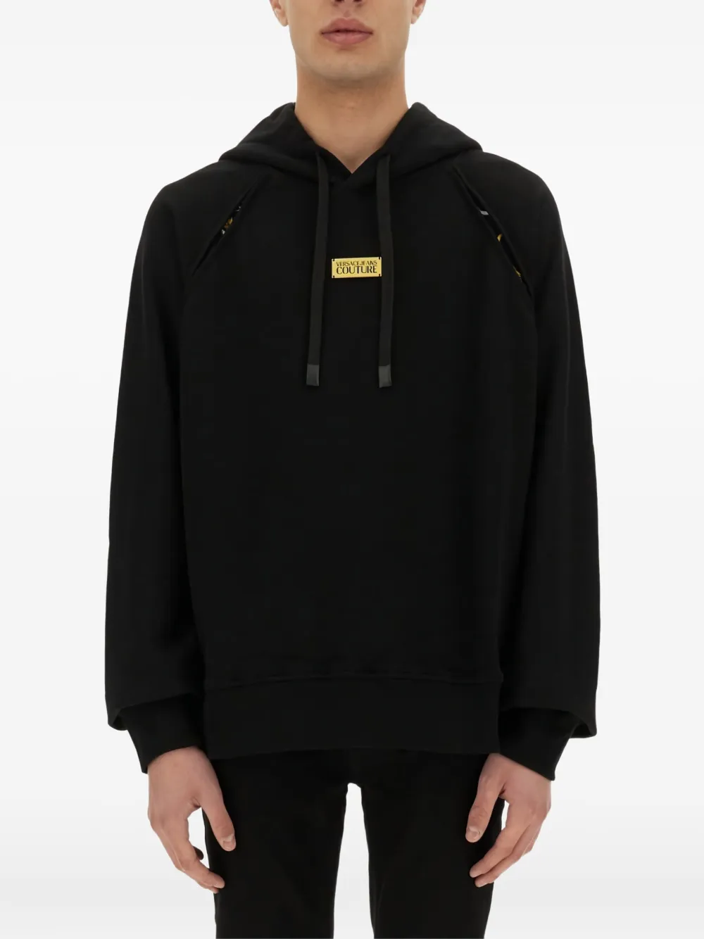 Versace Jeans Couture Hoodie met logoplakkaat Zwart