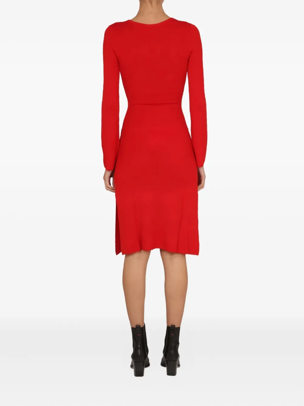 Baum Und Pferdgarten Long-sleeve Side-slit Midi Dress In Red