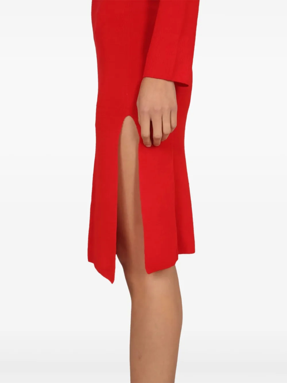 Baum Und Pferdgarten Long-sleeve Side-slit Midi Dress In Red