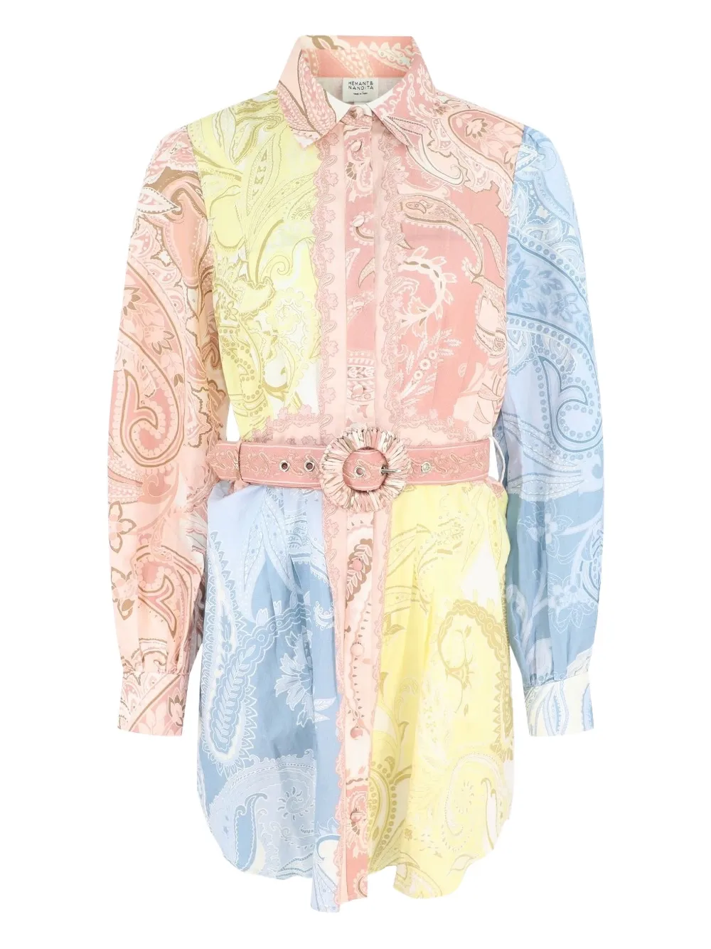 Hemant And Nandita paisley-print belted shirt dress | Pink | Image 1
