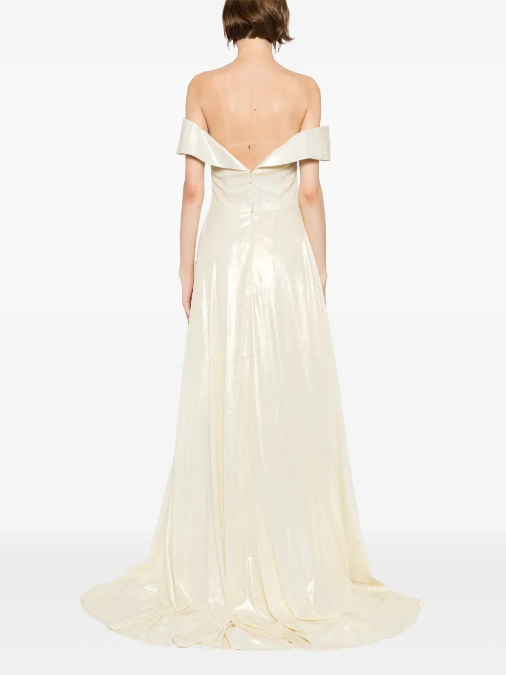 Saiid Kobeisy Lamé off-shoulder jurk Geel