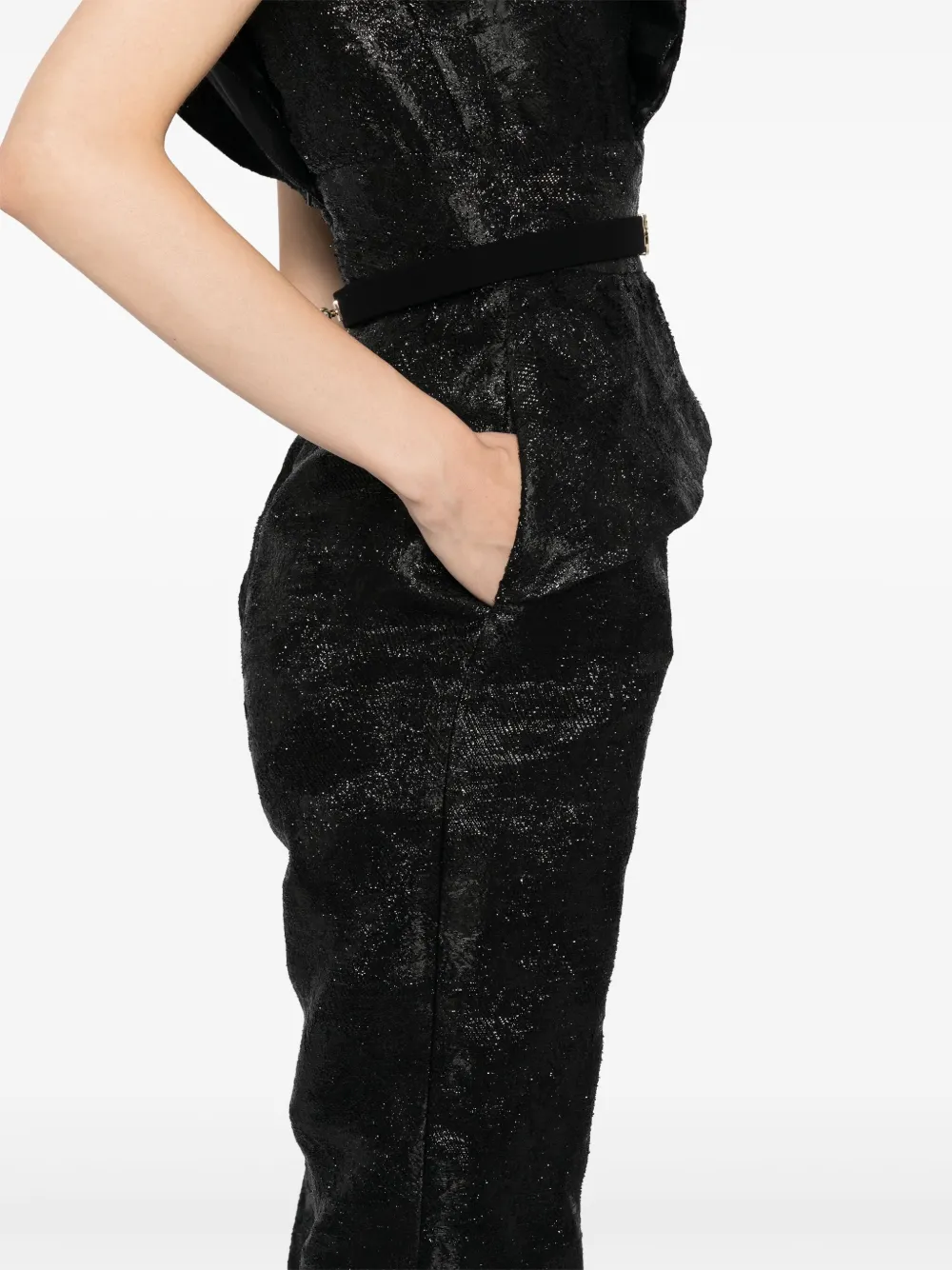Saiid Kobeisy Jumpsuit met brokaat Zwart