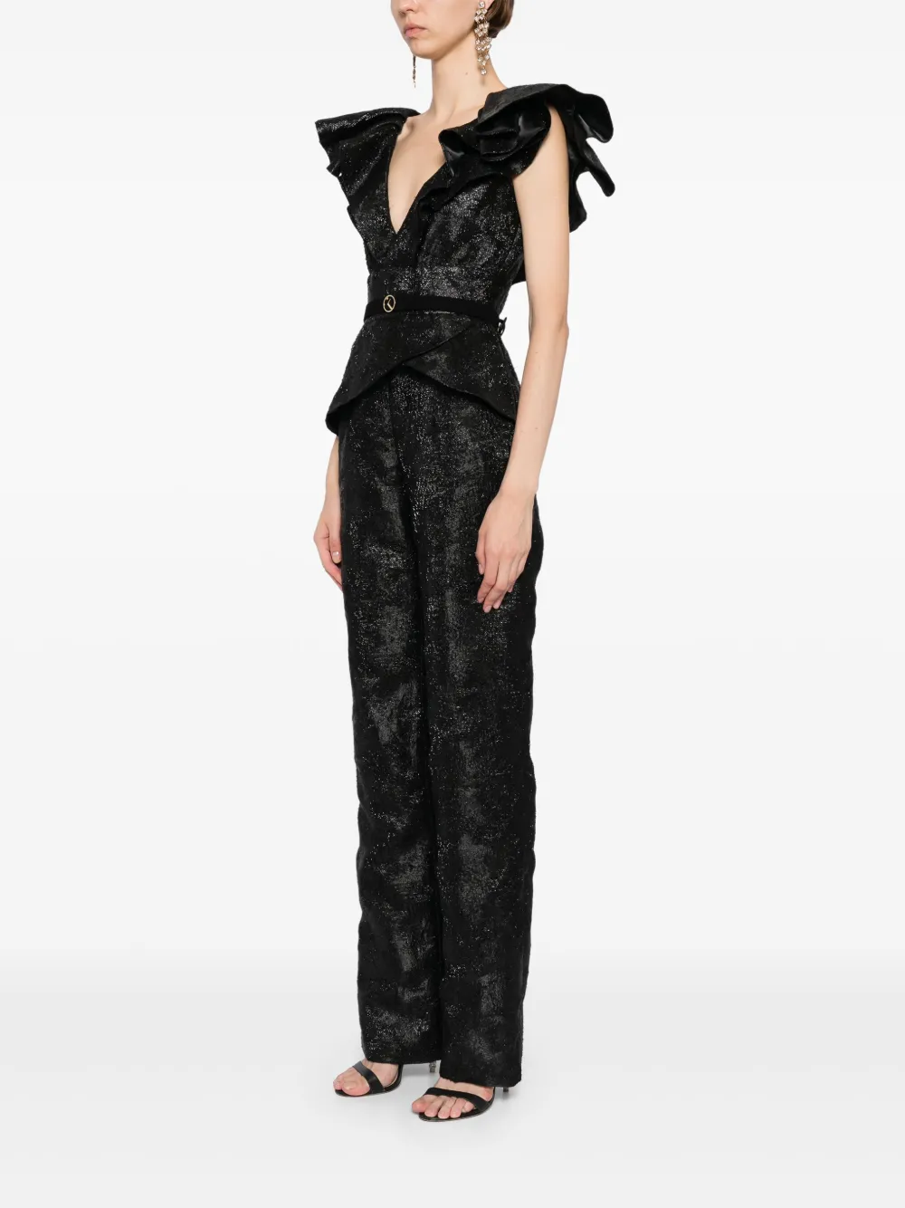 Saiid Kobeisy Jumpsuit met brokaat Zwart
