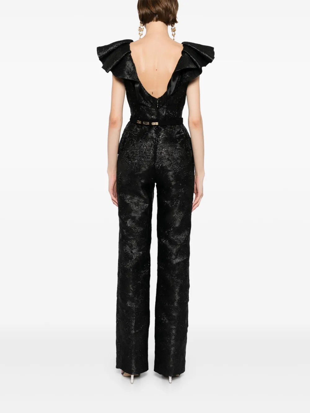Saiid Kobeisy Jumpsuit met brokaat Zwart