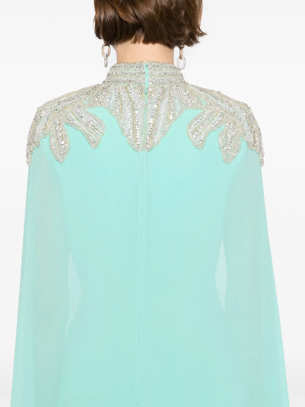 Saiid Kobeisy Verfraaide crêpe tuniekjurk BLEACHED AQUA