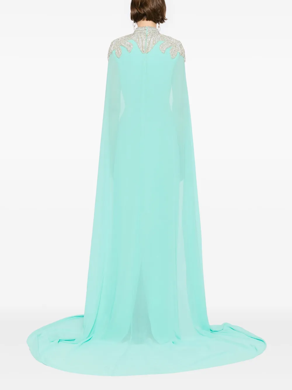 Saiid Kobeisy Verfraaide crêpe tuniekjurk BLEACHED AQUA
