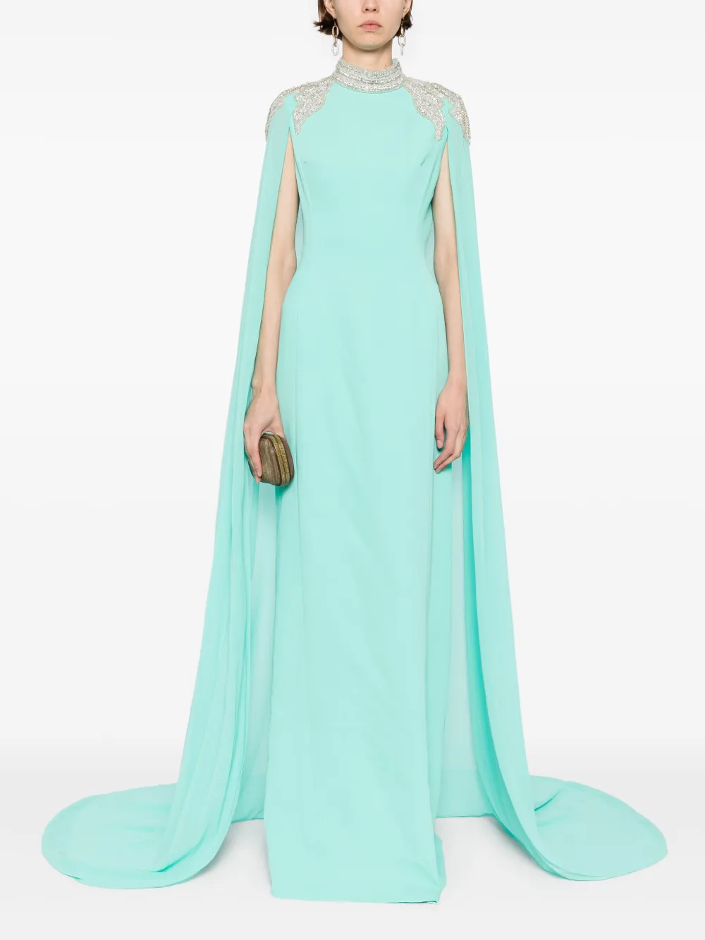 Saiid Kobeisy Verfraaide crêpe tuniekjurk - BLEACHED AQUA
