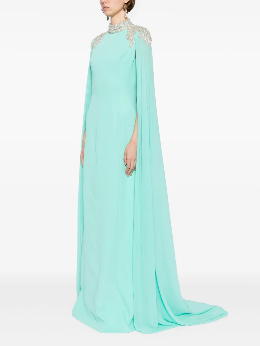 Saiid Kobeisy Verfraaide crêpe tuniekjurk BLEACHED AQUA