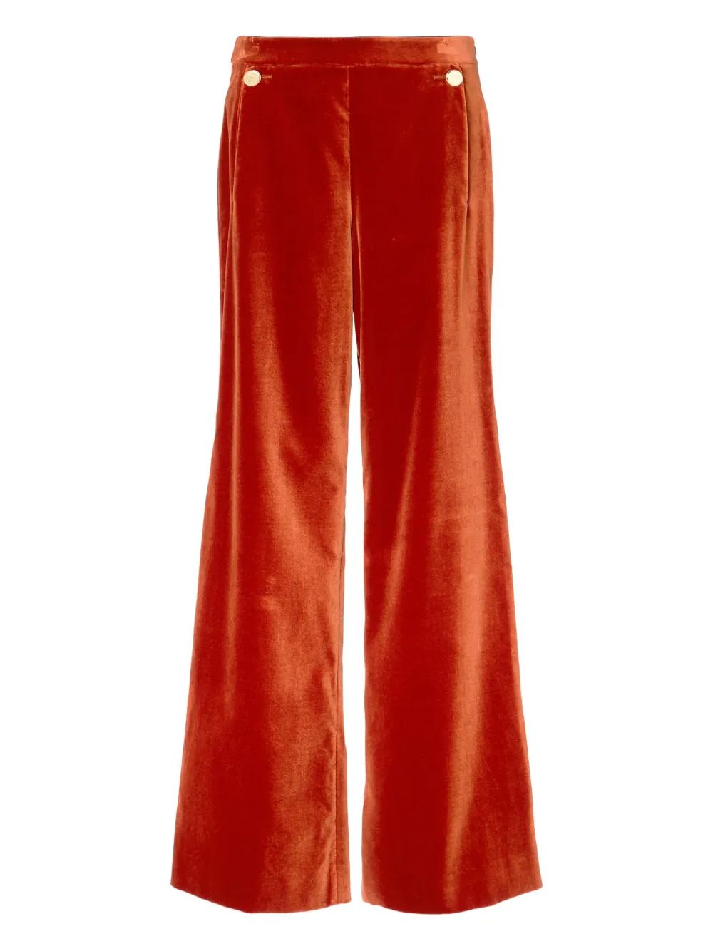 Temperley London Clove Velvet Button Flared Trousers In Orange
