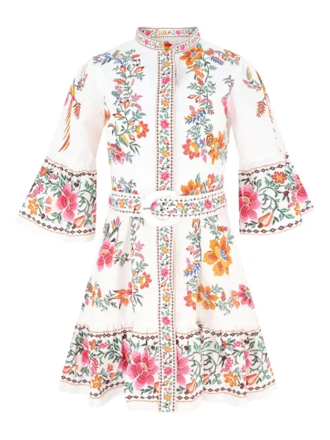 FARM Rio floral-embroidered belted mini dress