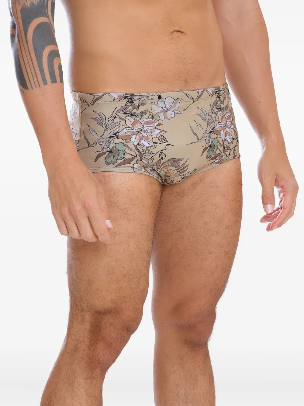 Amir Slama Zwembroek met bloemenprint Beige