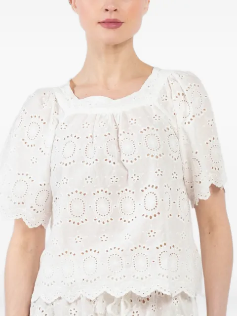 Natalie Martin scalloped-hem cotton top