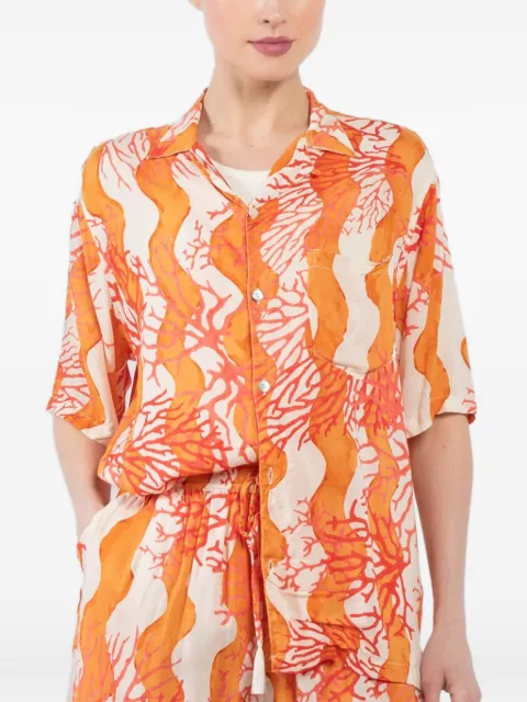 Natalie Martin coral-print short-sleeve shirt