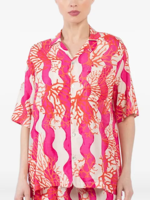 Natalie Martin coral-print short-sleeve shirt