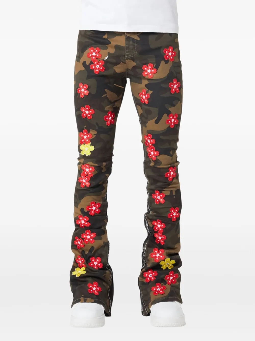 GUAPI camouflage-pattern floral jeans | Green | Image 1