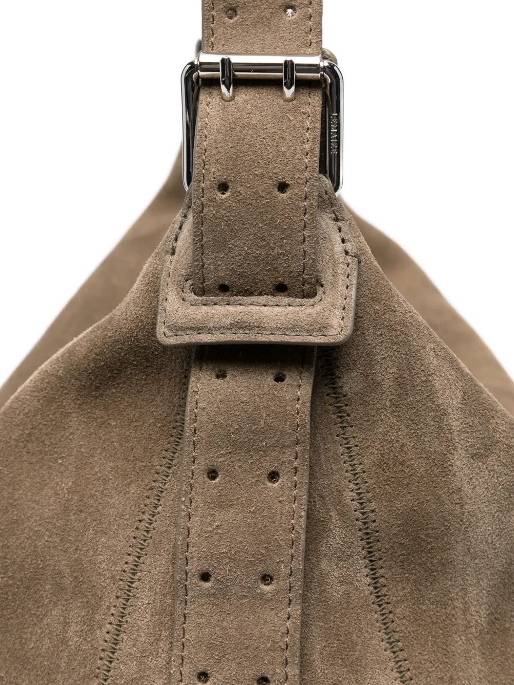 Lemaire Belted Suede Shoulder Bag In Gray