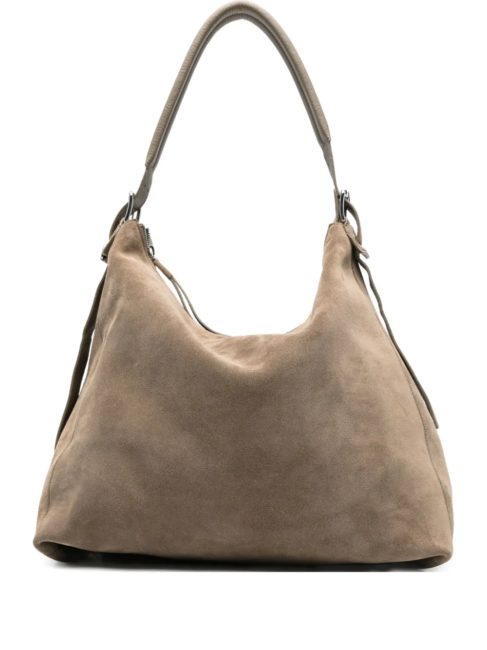 Lemaire Belted Suede Shoulder Bag In Gray
