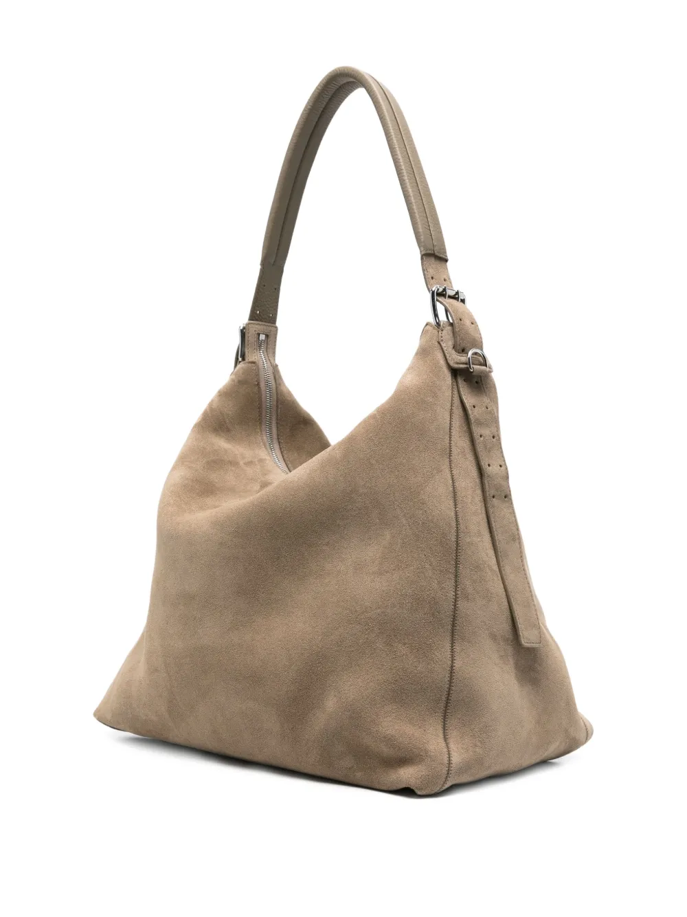 Lemaire Belted Suede Shoulder Bag In Gray