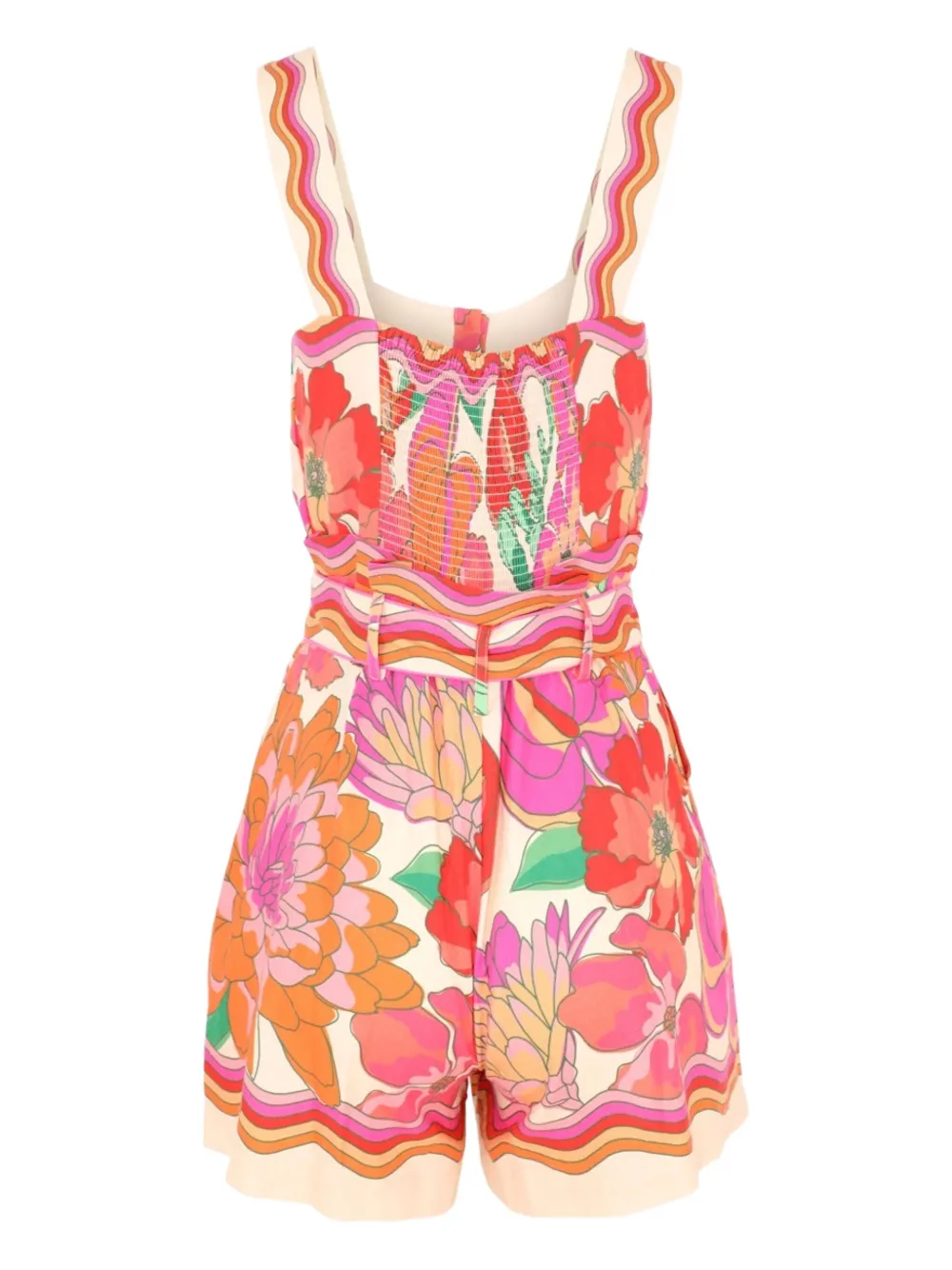 FARM Rio Playsuit met bloemenprint en gestrikte voorkant - Oranje