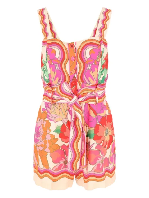 FARM Rio floral-print tie-front playsuit