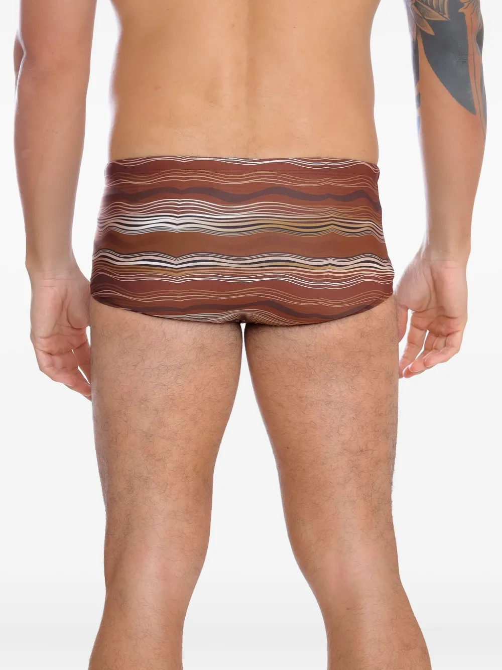 Amir Slama Zwembroek met abstracte print Bruin