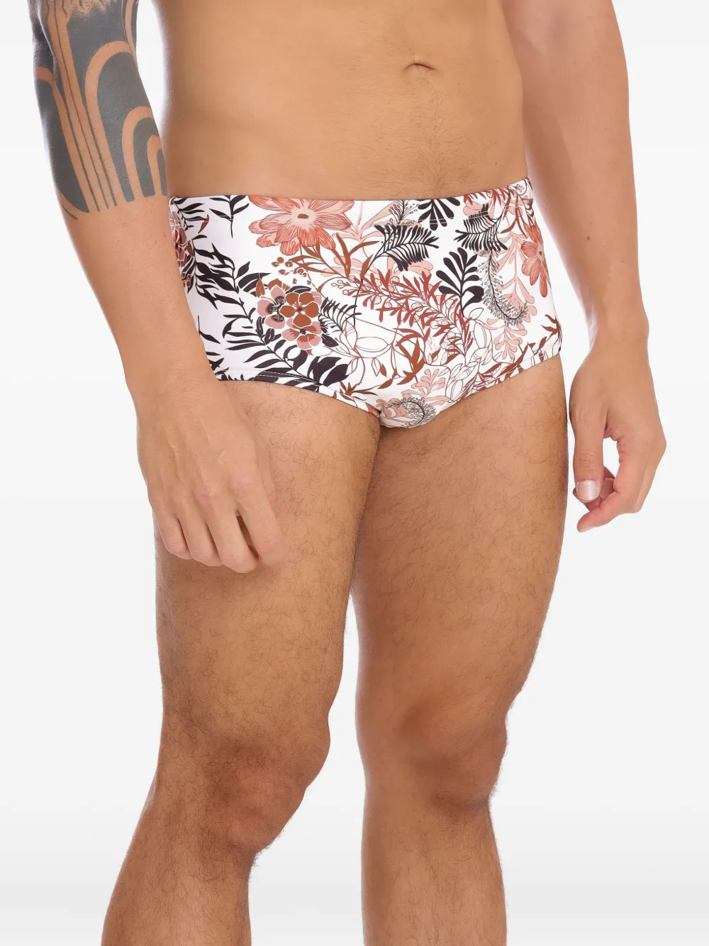 Amir Slama Zwembroek met bloemenprint Wit