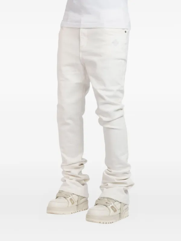 GUAPI★ホワイト エンベリッシュ スタックド デニム GUAPI Stacked logo-embroidered Jeans | White | FARFETCH